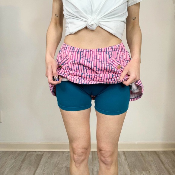 LILLY PULITZER mini skirt shorts pink blue pockets skort neon preppy - Picture 3 of 11